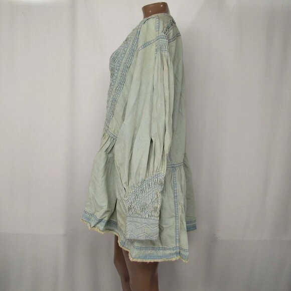 NEW FREE PEOPLE Women’s Sweet Summer Bed Front Tie Long Jacket Light Blue Size S - Picture 6 of 10